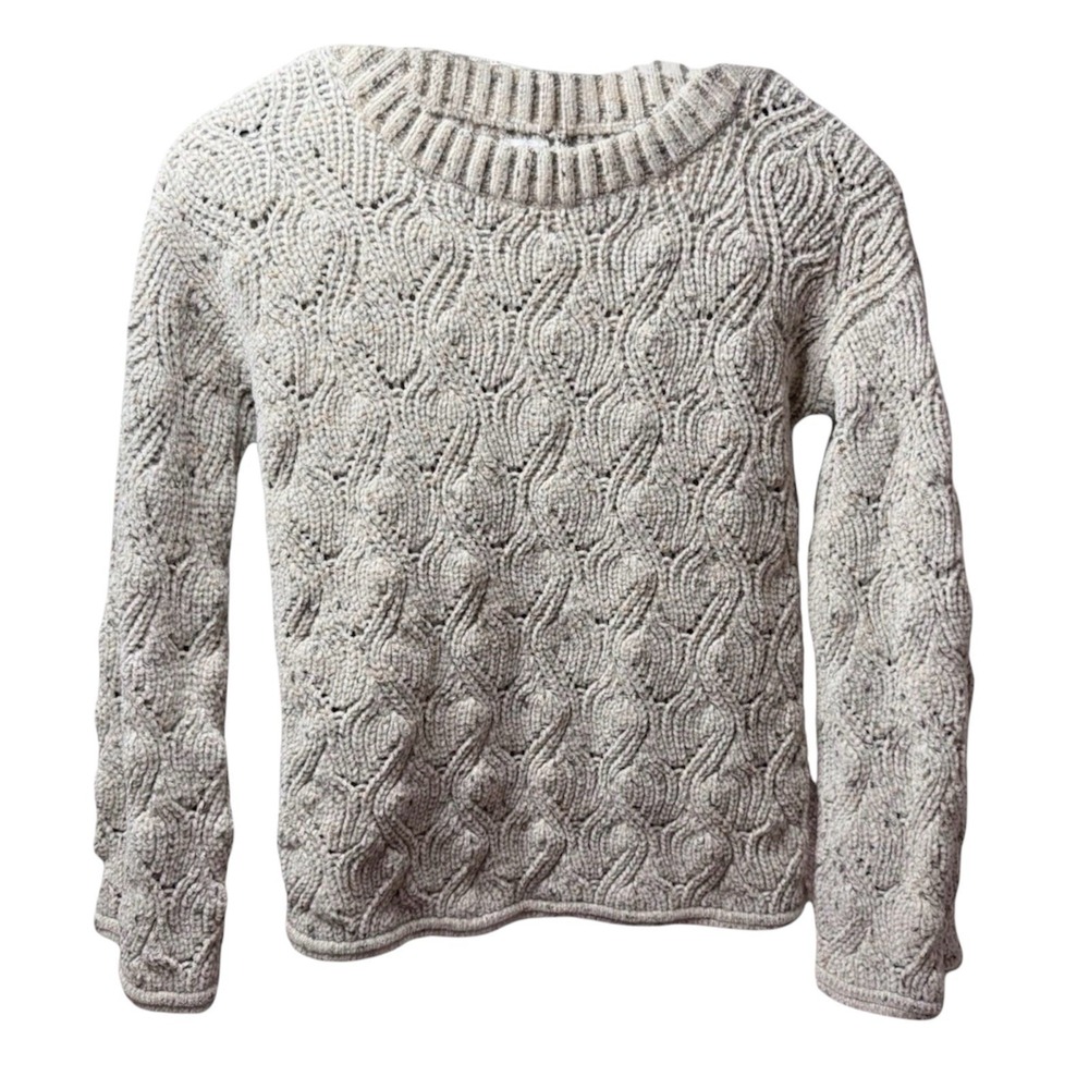 Lauren Conrad Women's Size XS White Patterned V-Neck Sweater Long‎ Sleeve